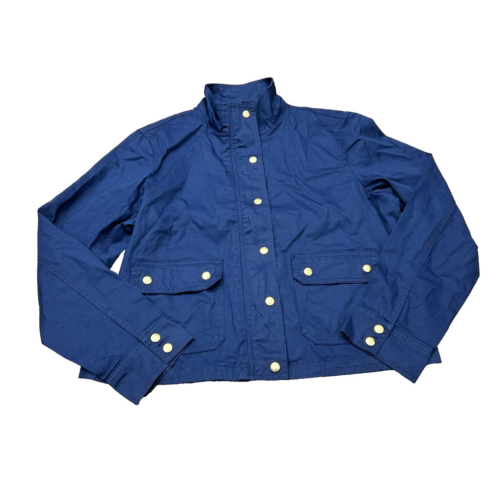 NWT Madewell Womens Navy Blue Long Sleeve Full Zip Twill Utility‎ Jacket Size L